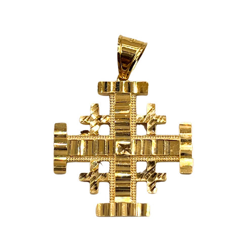 14K Gold Sar Filigree Jerusalem Cross Necklace